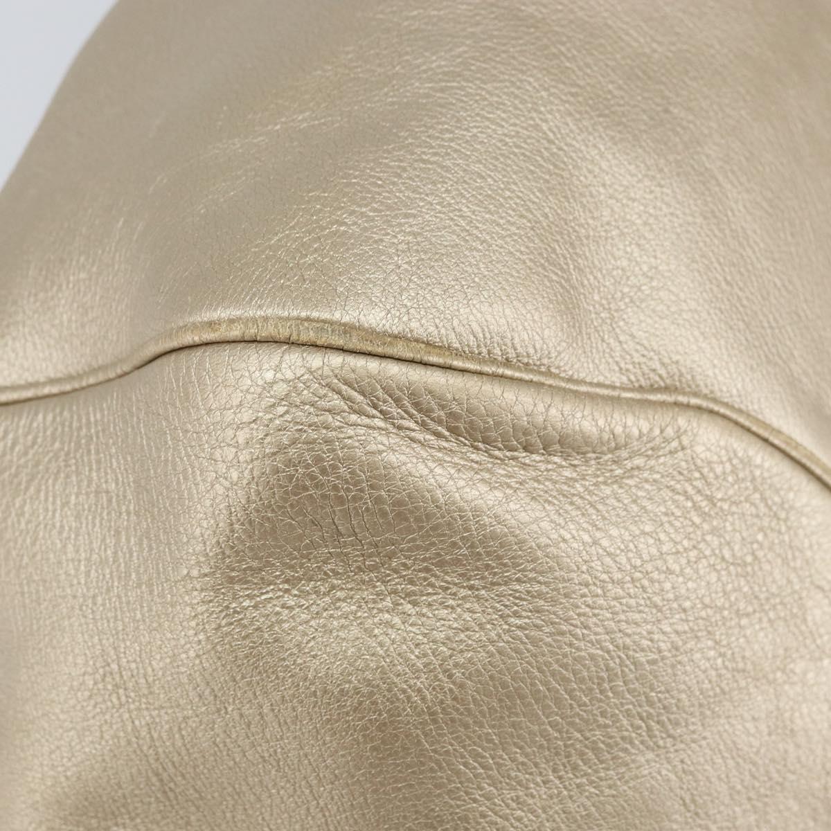 Salvatore Ferragamo Gancini Hand Bag Leather Gold Auth 165661
