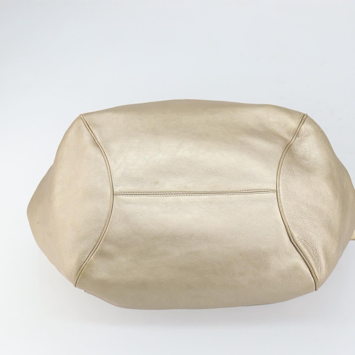 Salvatore Ferragamo Gancini Hand Bag Leather Gold Auth 165661