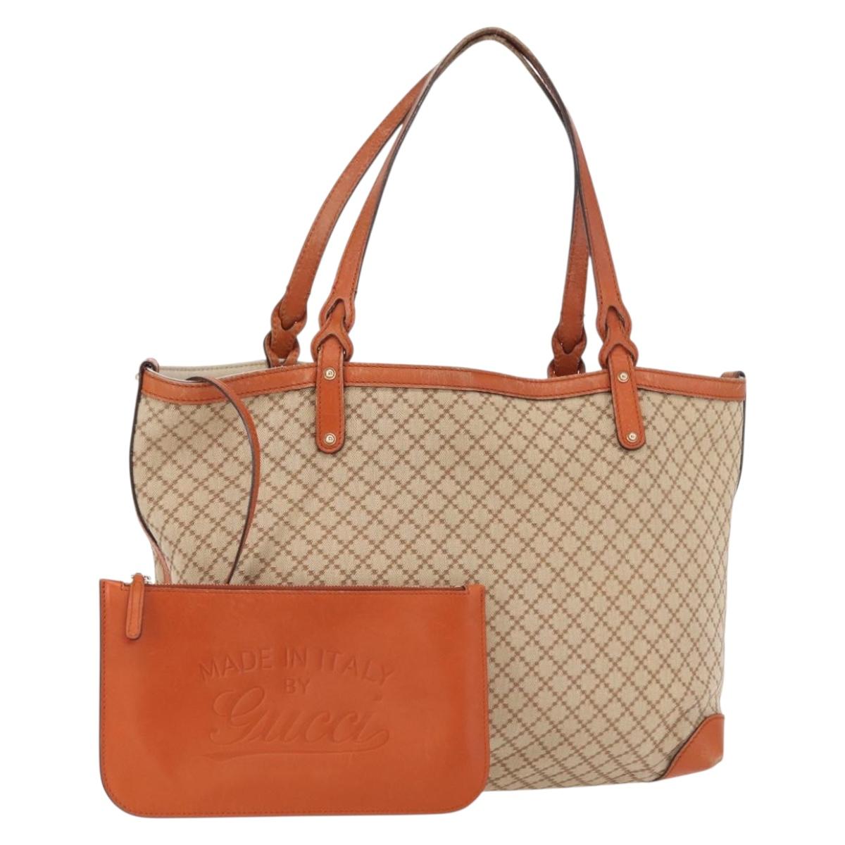 GUCCI Diamante Tote Bag Canvas Beige Gold 247209 Auth 165739
