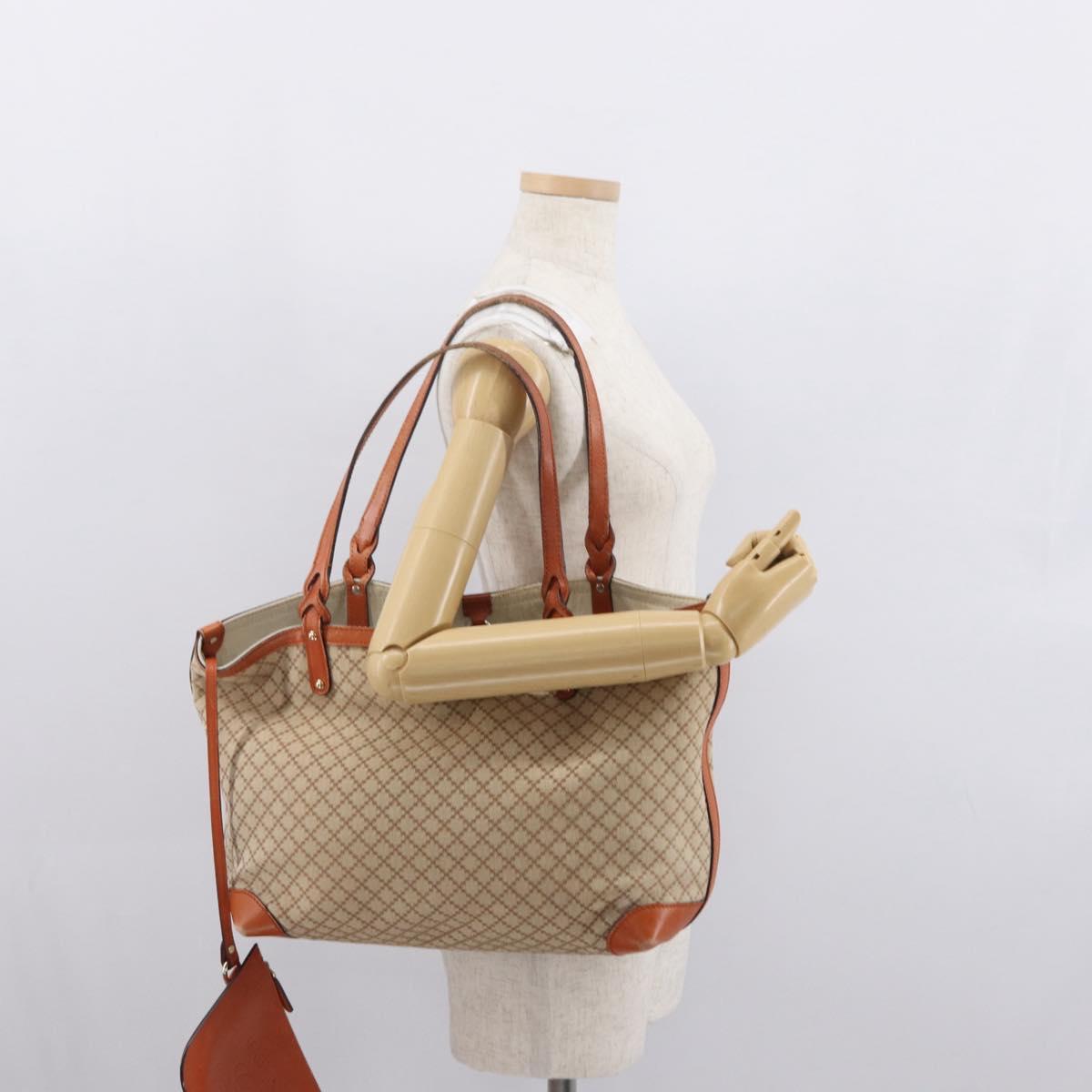 GUCCI Diamante Tote Bag Canvas Beige Gold 247209 Auth 165739
