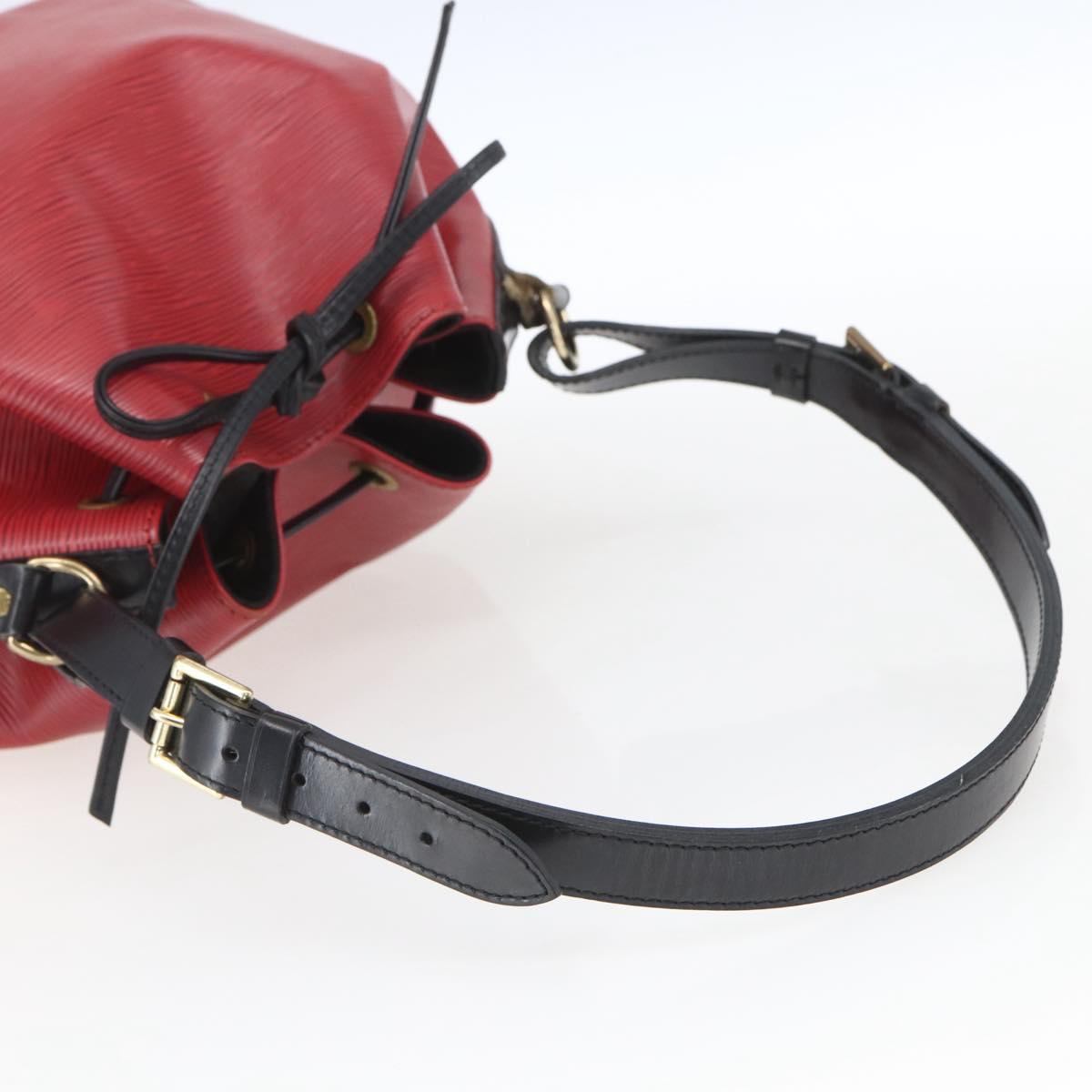 LOUIS VUITTON Epi Petit Noe Shoulder Bag Bicolor Black Red M44017 LV Auth 165754