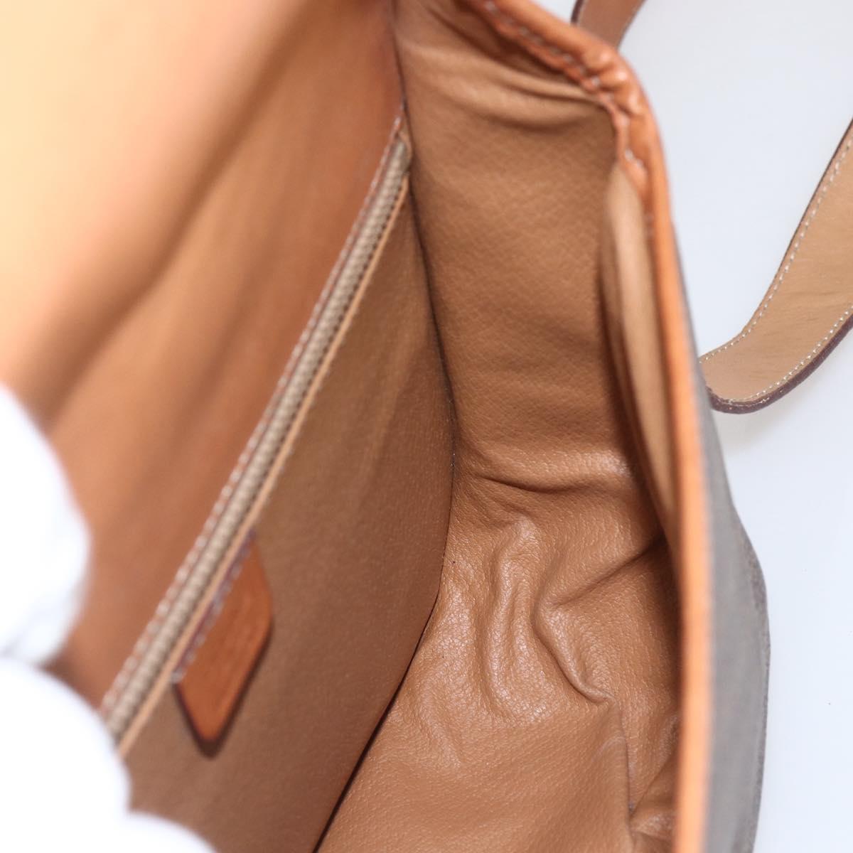 CELINE Macadam Canvas Shoulder Bag PVC Leather Brown Gold Auth 165760