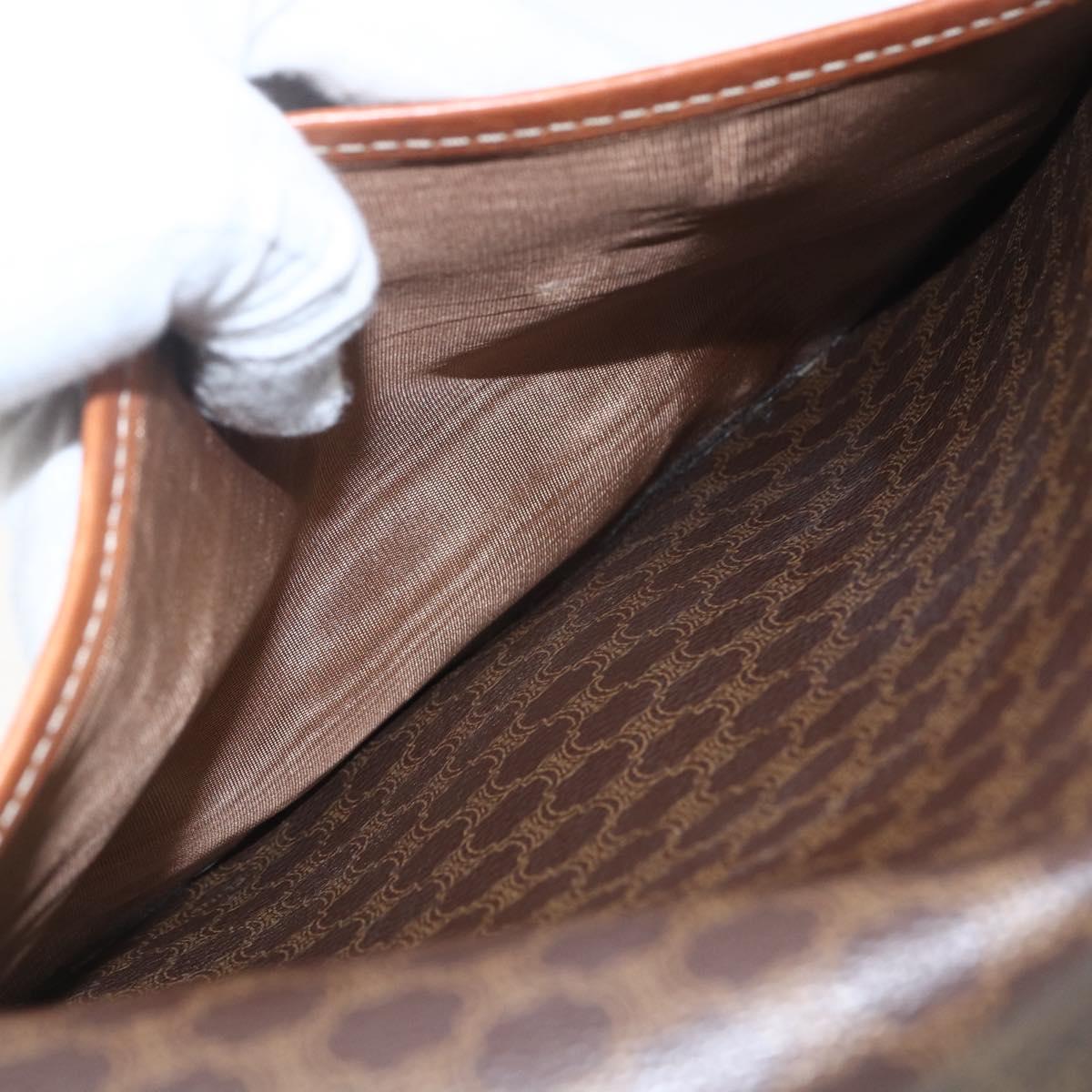 CELINE Macadam Canvas Shoulder Bag PVC Leather Brown Gold Auth 165760