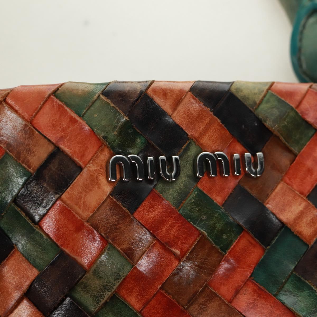 Miu Miu Chain Hand Bag Leather Multicolor Silver Auth 165767V