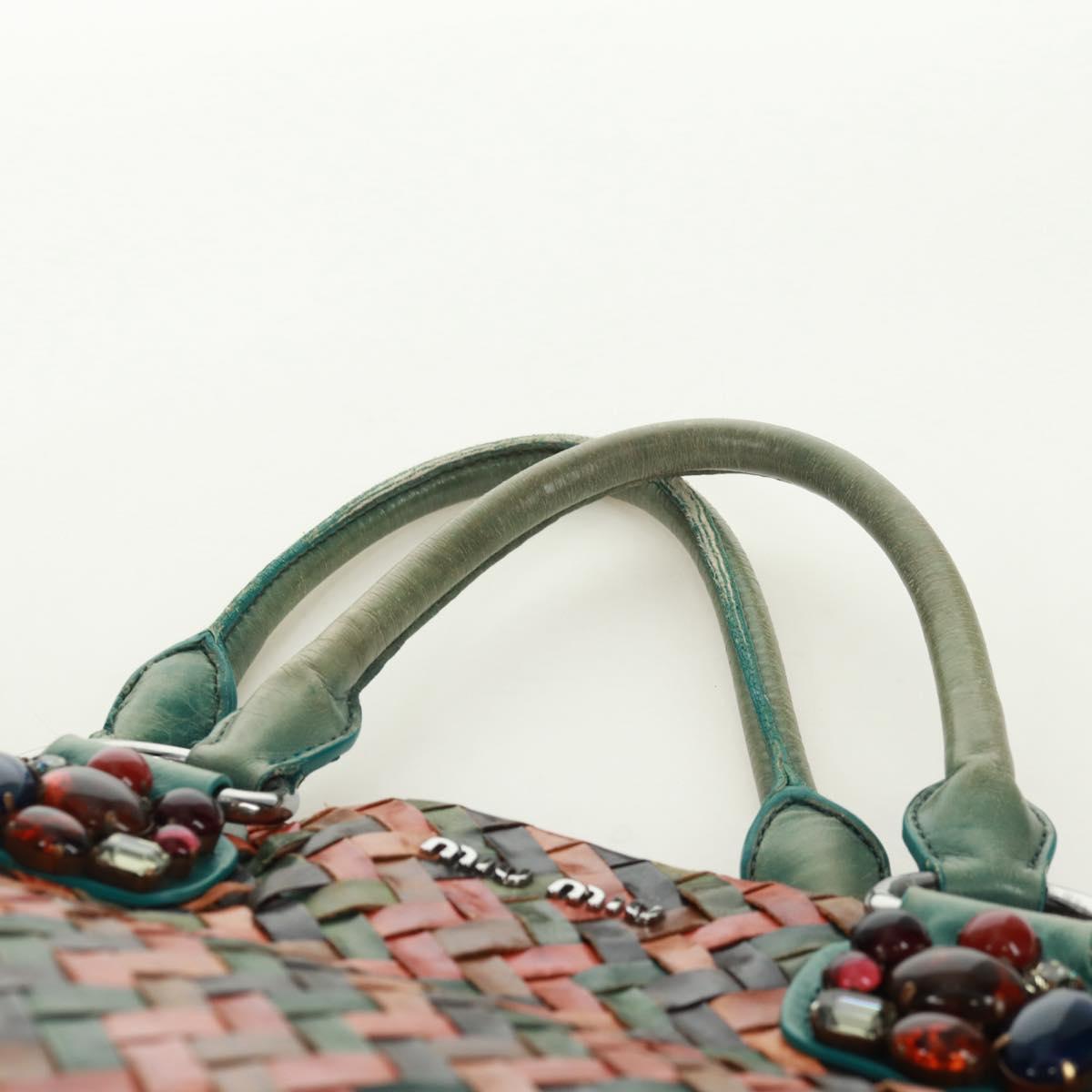 Miu Miu Chain Hand Bag Leather Multicolor Silver Auth 165767V