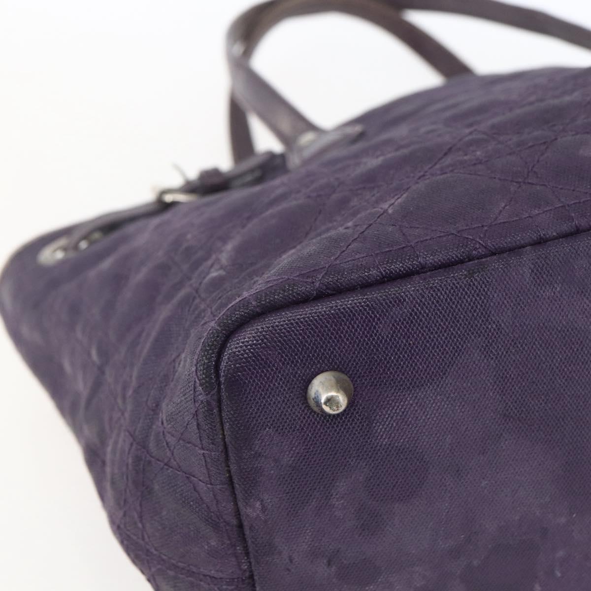 Christian Dior Canage Tote Bag Canvas Purple Silver Auth 165771