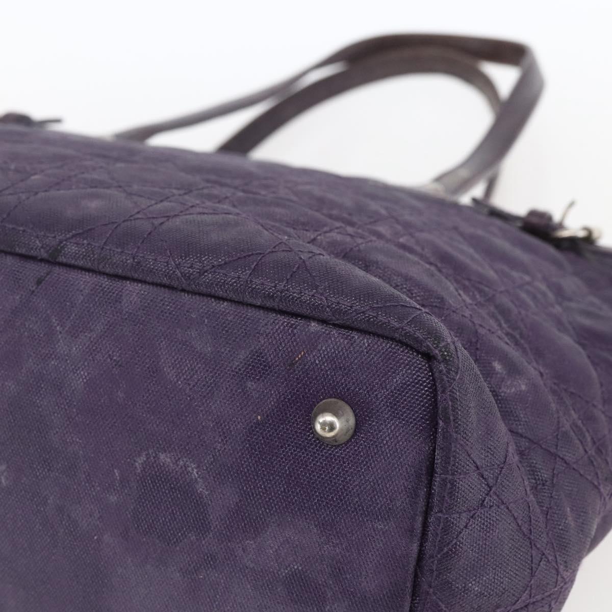 Christian Dior Canage Tote Bag Canvas Purple Silver Auth 165771