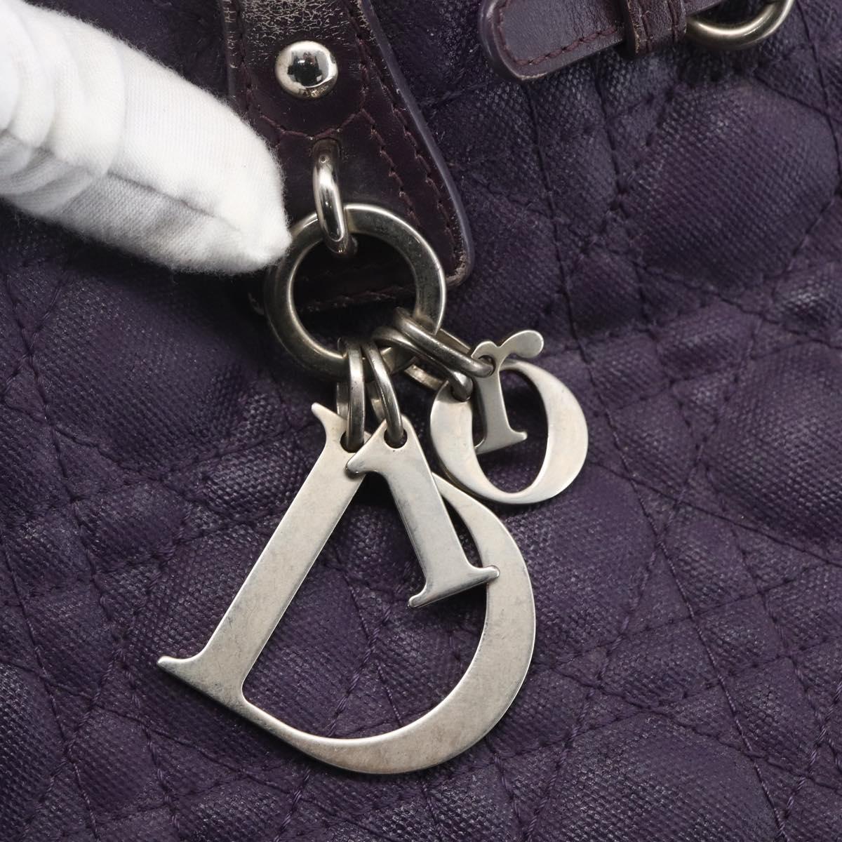 Christian Dior Canage Tote Bag Canvas Purple Silver Auth 165771