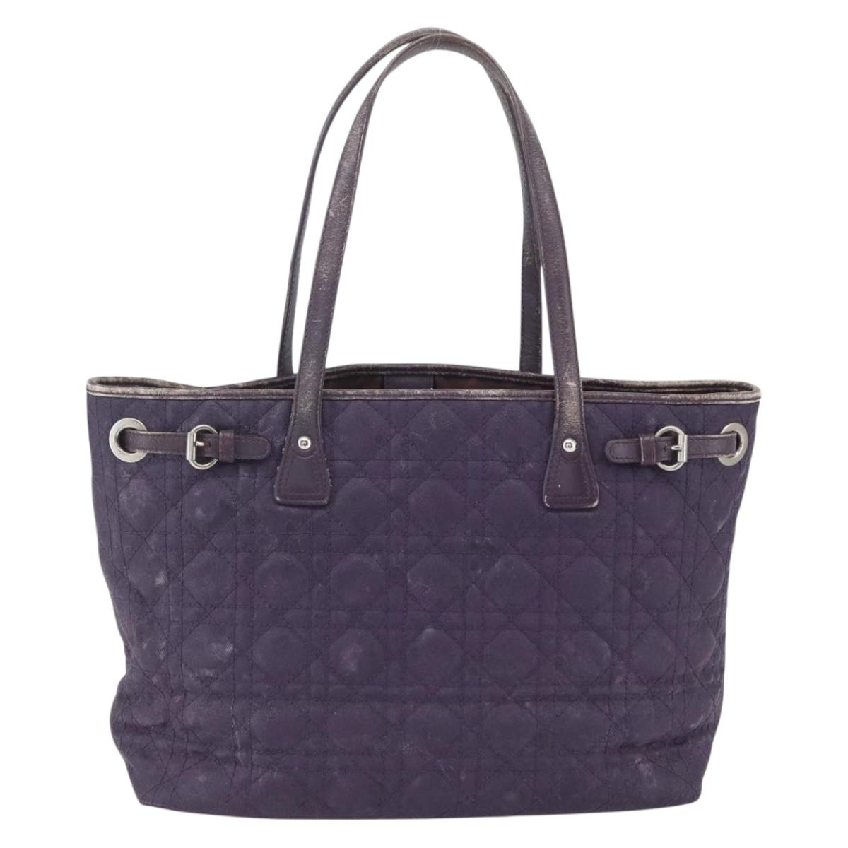 Christian Dior Canage Tote Bag Canvas Purple Silver Auth 165771