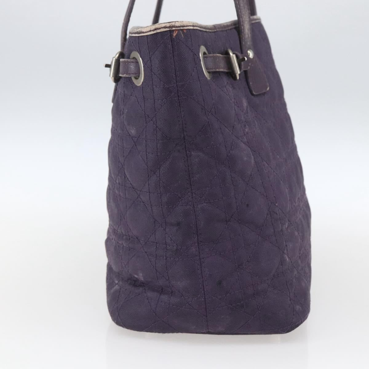Christian Dior Canage Tote Bag Canvas Purple Silver Auth 165771