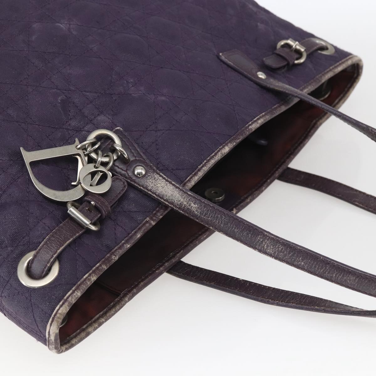Christian Dior Canage Tote Bag Canvas Purple Silver Auth 165771