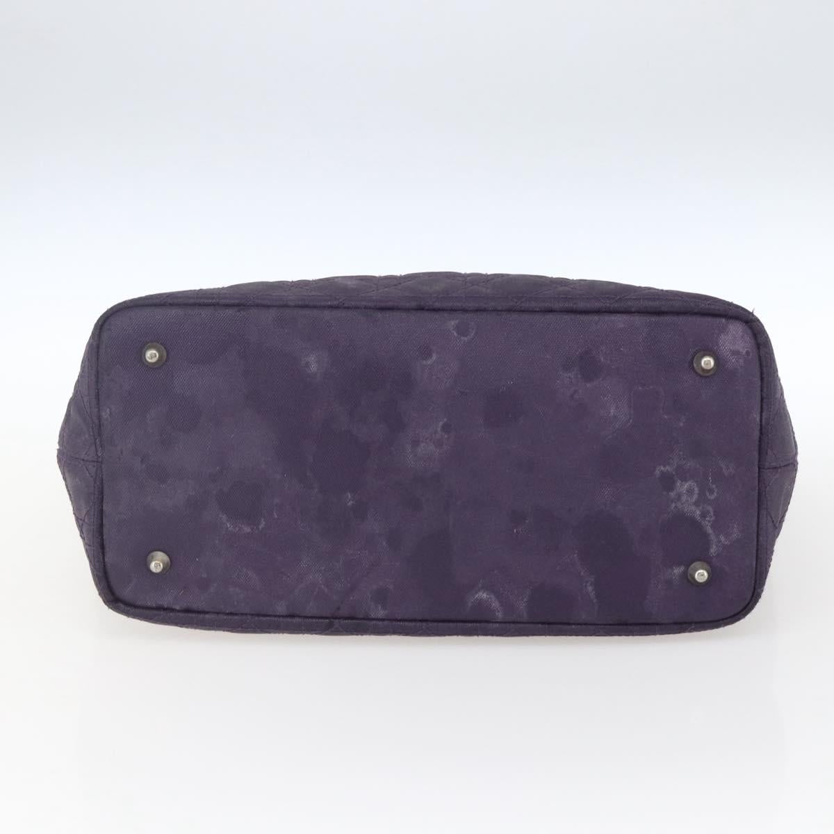 Christian Dior Canage Tote Bag Canvas Purple Silver Auth 165771