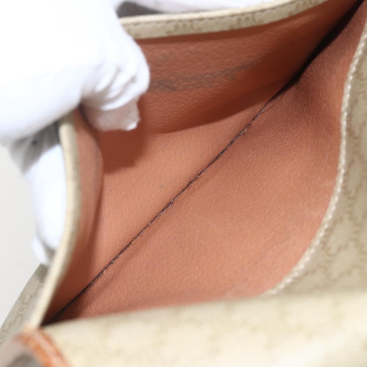 CELINE Macadam Canvas Circle Shoulder Bag PVC Beige Gold Auth 165774