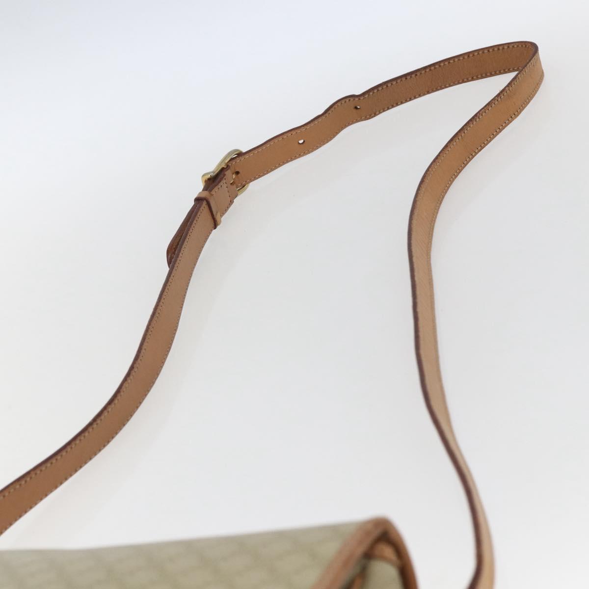 CELINE Macadam Canvas Circle Shoulder Bag PVC Beige Gold Auth 165774