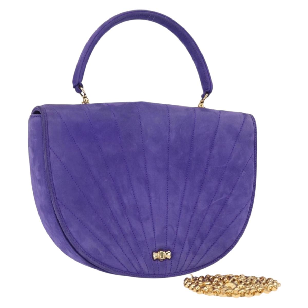 TIFFANY&Co. Chain Shoulder Bag Suede 2way Purple Gold Auth 165775