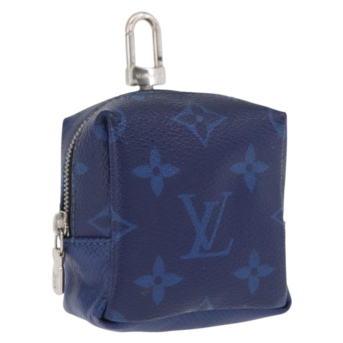 LOUIS VUITTON Monogram Taigarama Porte Cles Pouch Blue M69309 LV Auth 165797