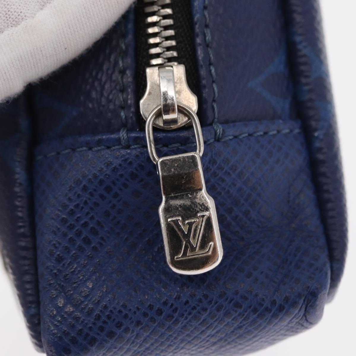 LOUIS VUITTON Monogram Taigarama Porte Cles Pouch Blue M69309 LV Auth 165797