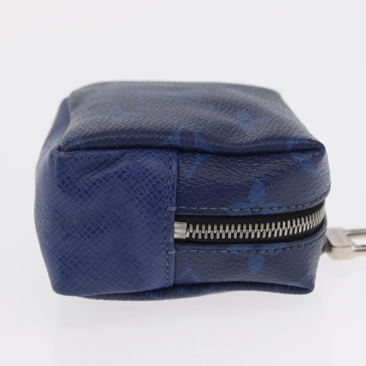 LOUIS VUITTON Monogram Taigarama Porte Cles Pouch Blue M69309 LV Auth 165797