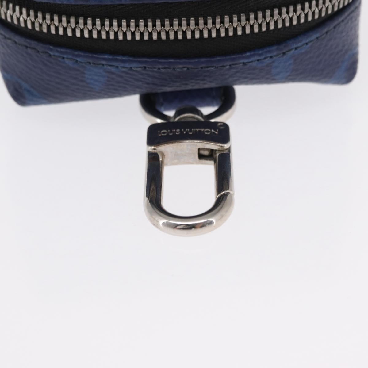 LOUIS VUITTON Monogram Taigarama Porte Cles Pouch Blue M69309 LV Auth 165797
