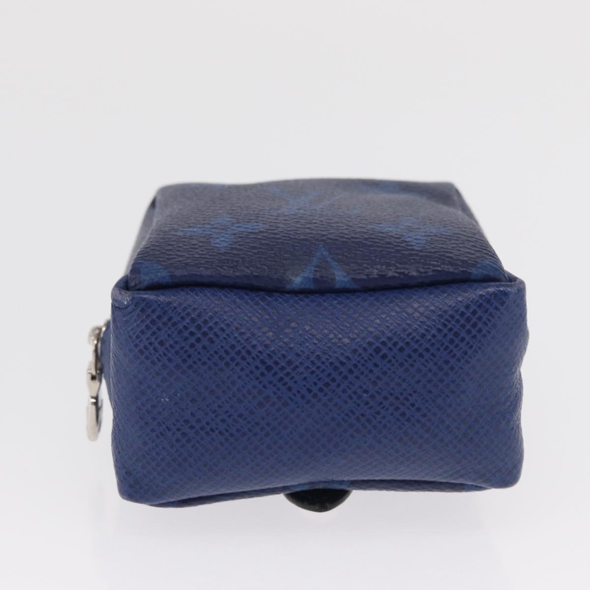 LOUIS VUITTON Monogram Taigarama Porte Cles Pouch Blue M69309 LV Auth 165797