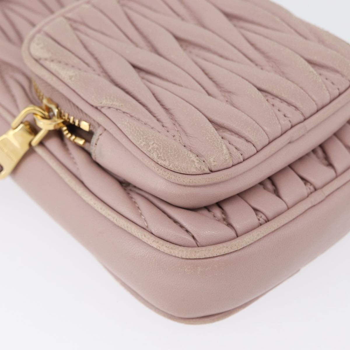 Miu Miu Matelasse Pouch Chain Shoulder Bag Leather Pink Gold Auth 165800