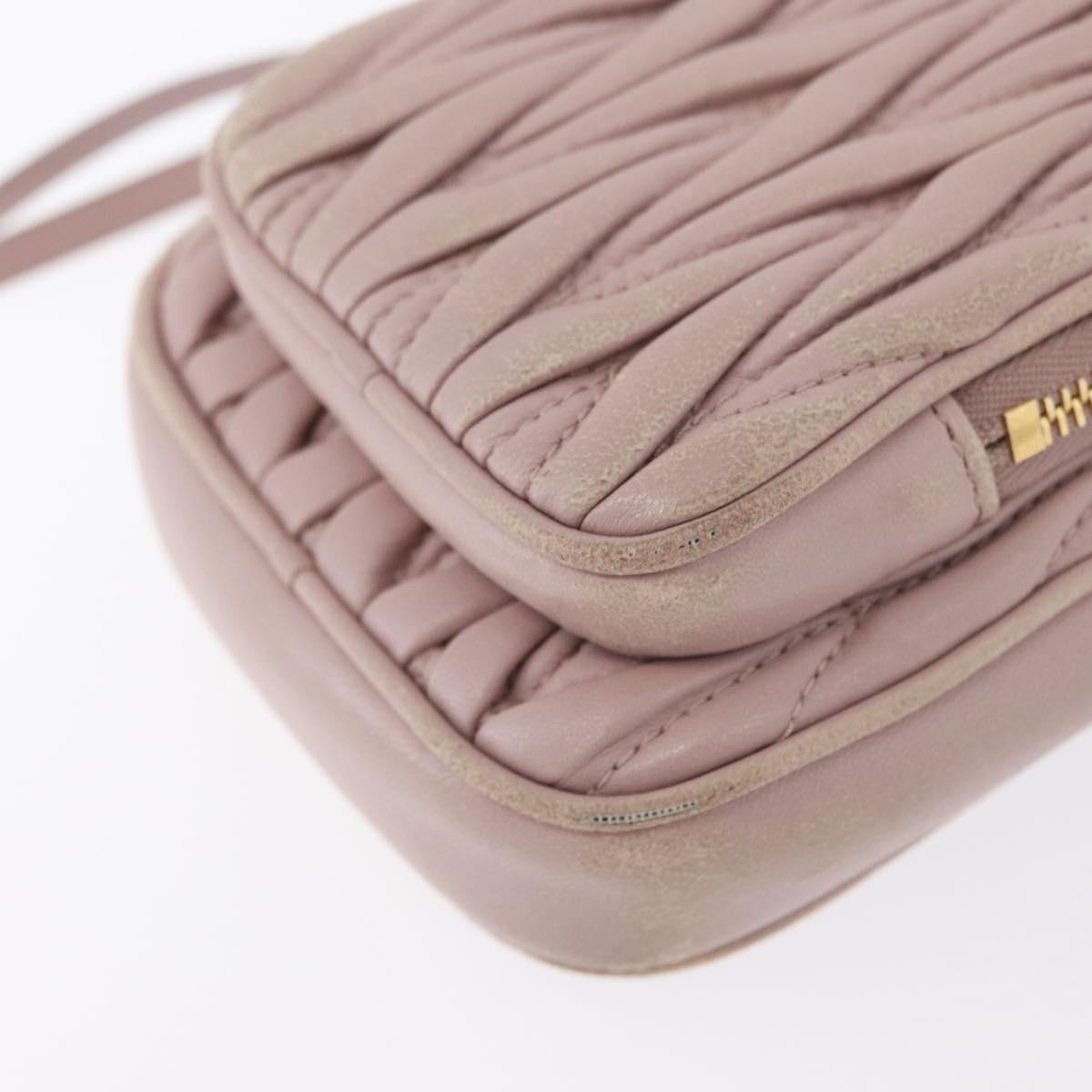 Miu Miu Matelasse Pouch Chain Shoulder Bag Leather Pink Gold Auth 165800