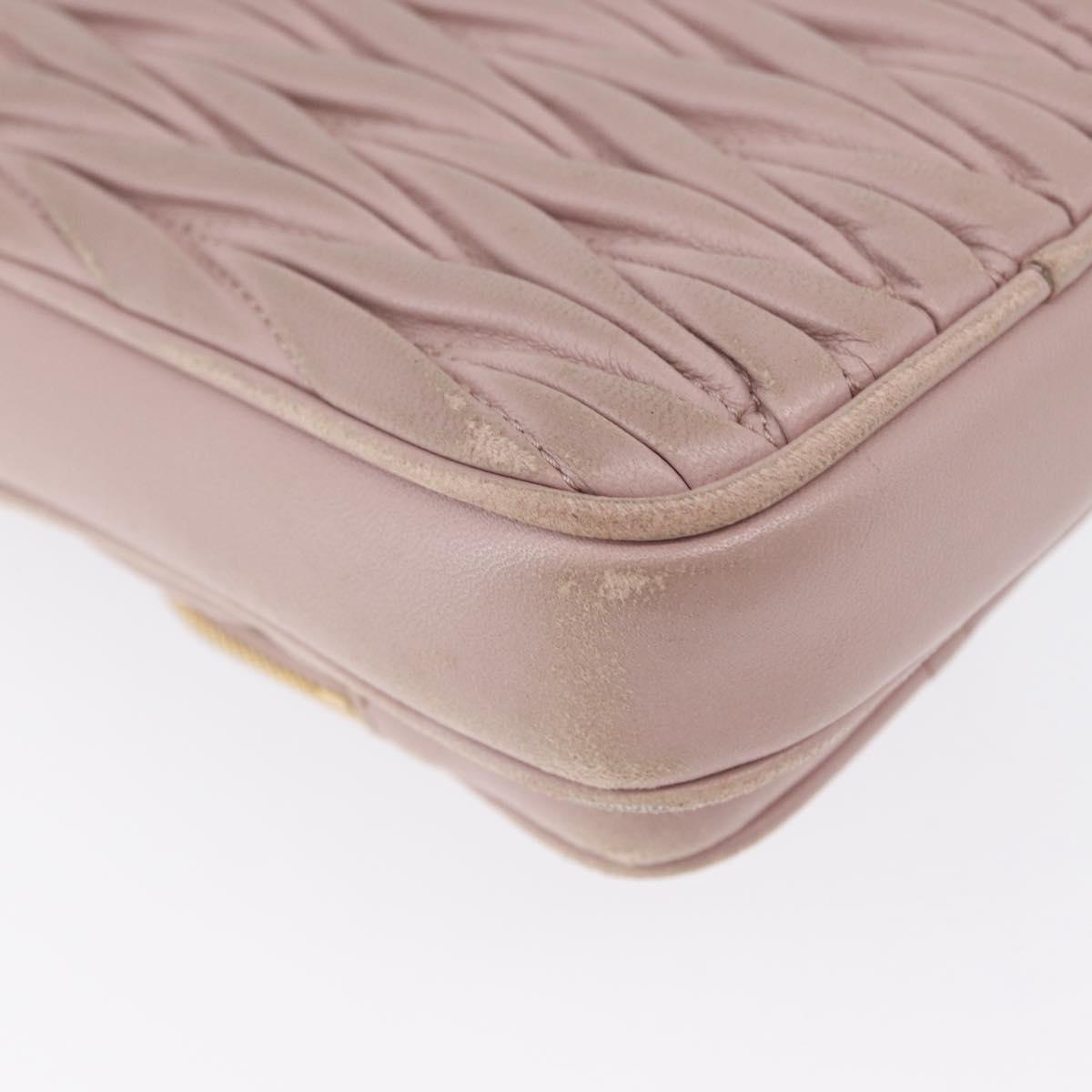 Miu Miu Matelasse Pouch Chain Shoulder Bag Leather Pink Gold Auth 165800