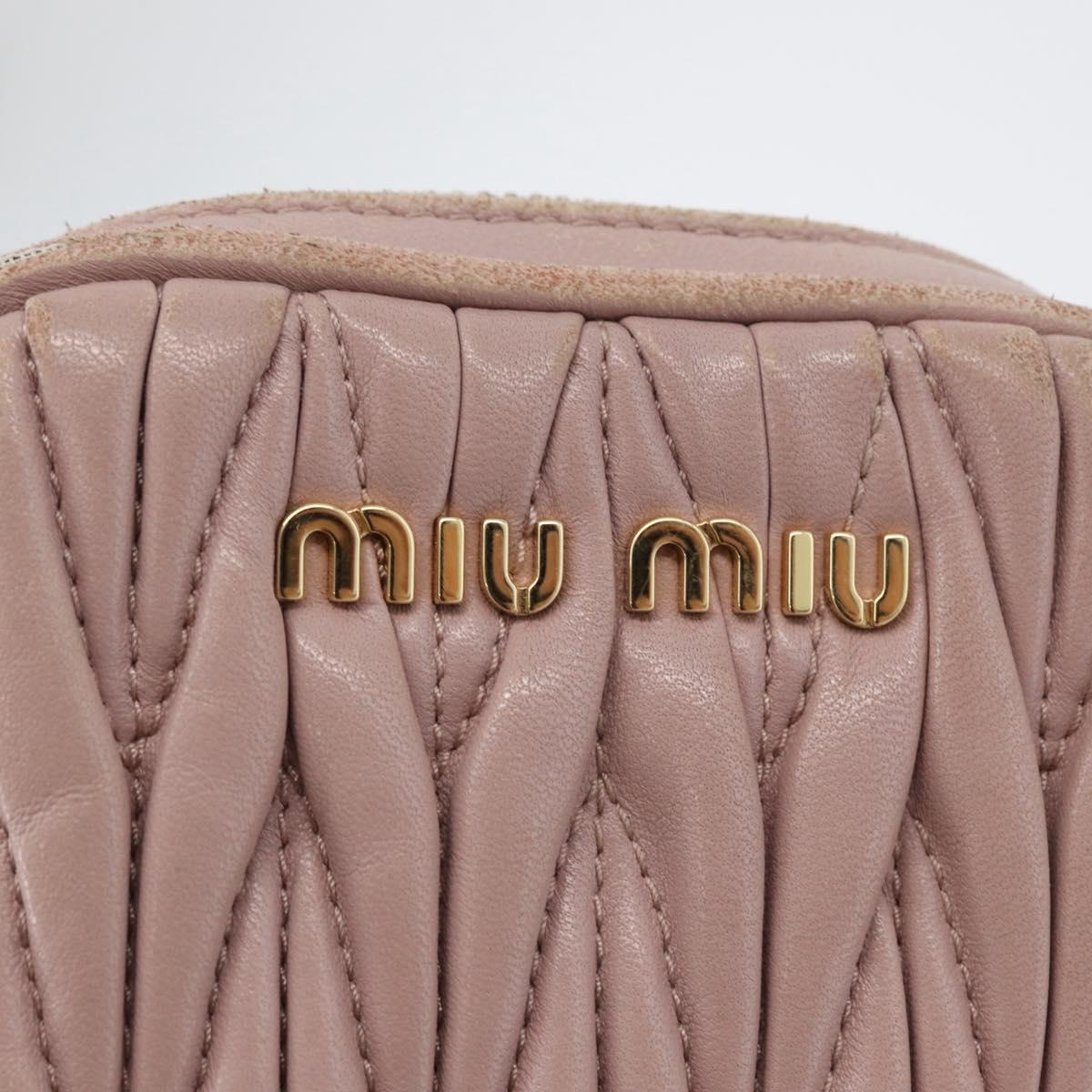 Miu Miu Matelasse Pouch Chain Shoulder Bag Leather Pink Gold Auth 165800
