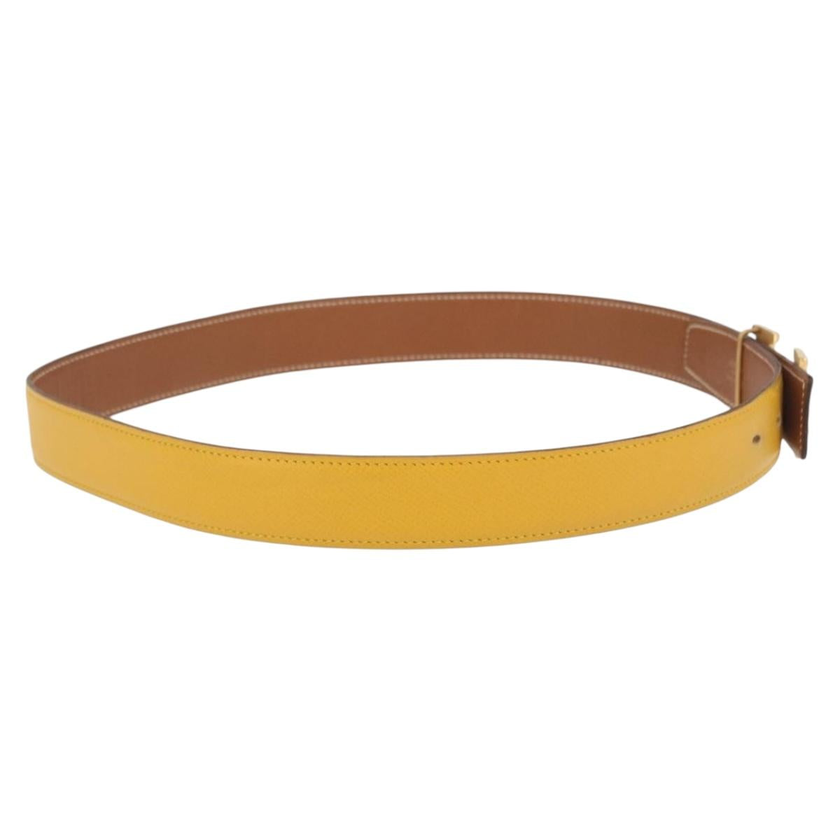 HERMES Constance 75 Belt Leather 36.6"" Yellow Auth 165811