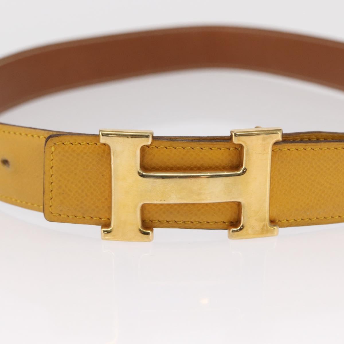 HERMES Constance 75 Belt Leather 36.6"" Yellow Auth 165811