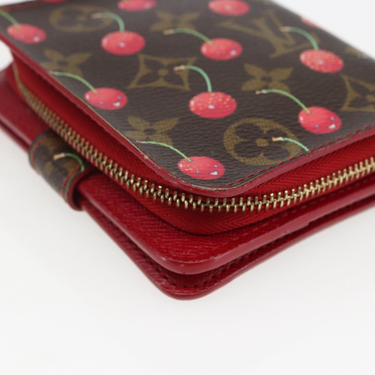 LOUIS VUITTON Monogram Cherry Compact Zip Bifold Wallet M95005 LV Auth 165814V