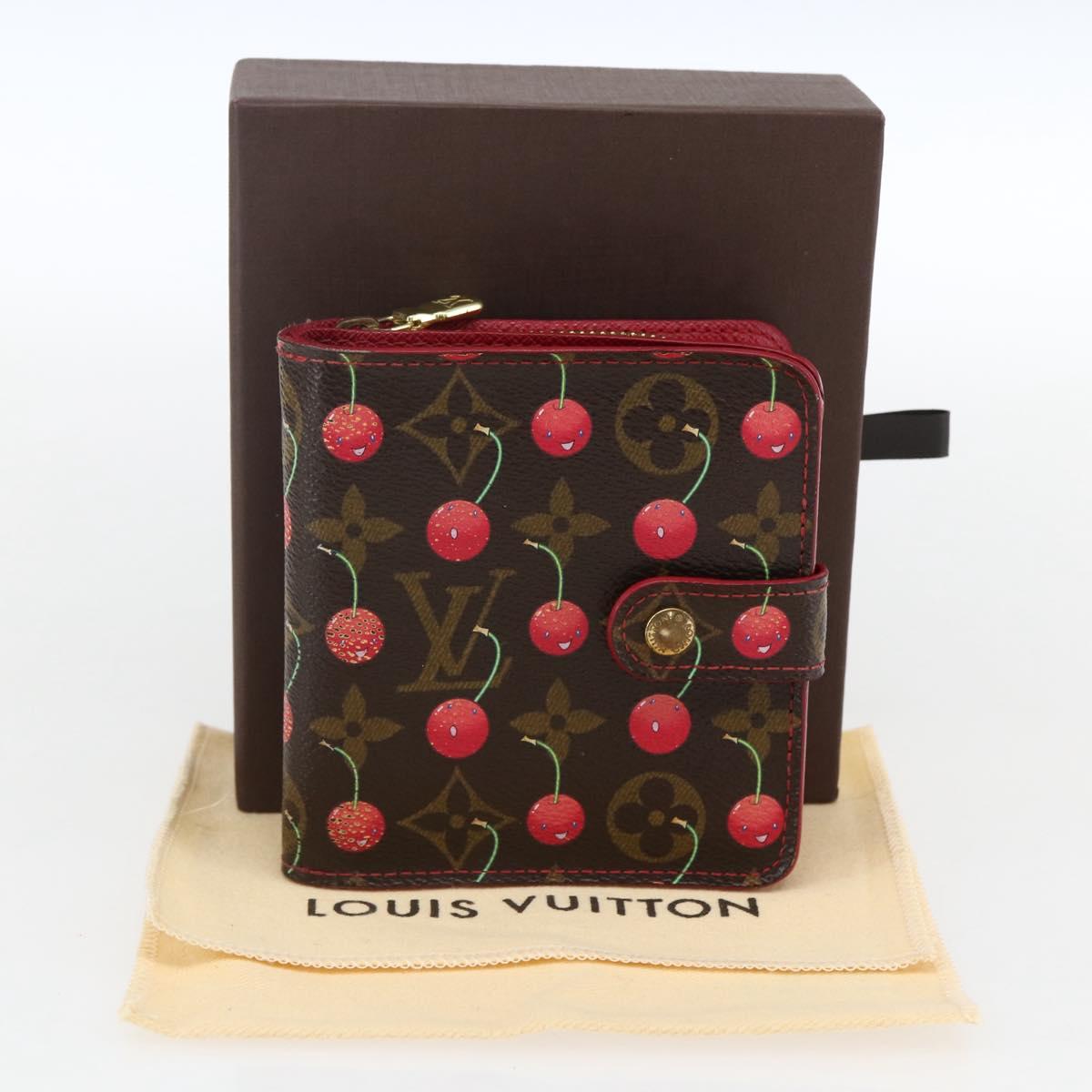 LOUIS VUITTON Monogram Cherry Compact Zip Bifold Wallet M95005 LV Auth 165814V
