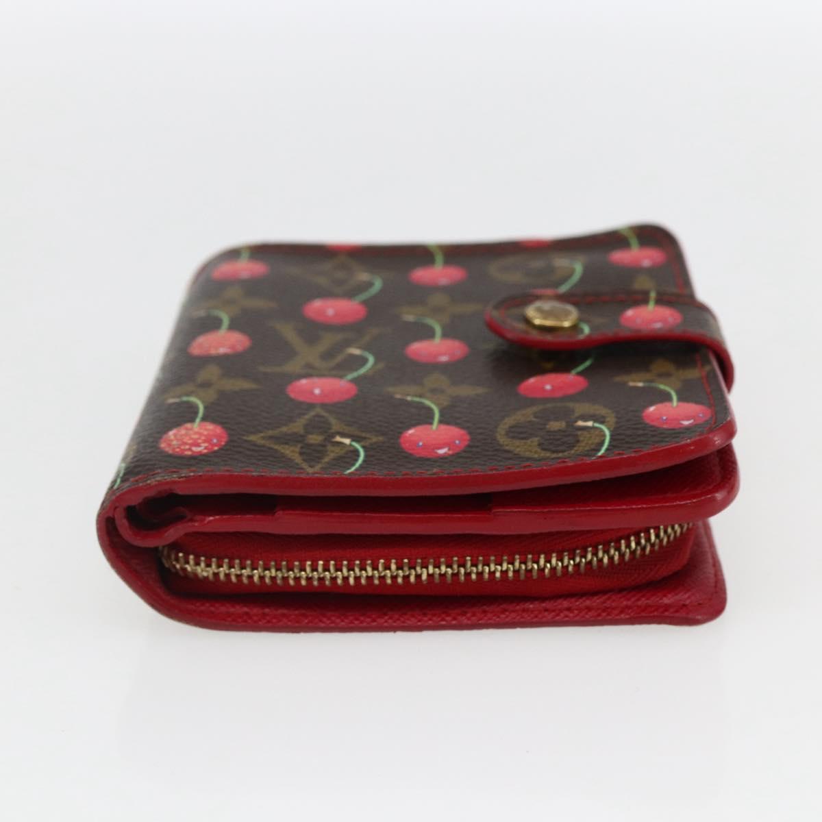 LOUIS VUITTON Monogram Cherry Compact Zip Bifold Wallet M95005 LV Auth 165814V