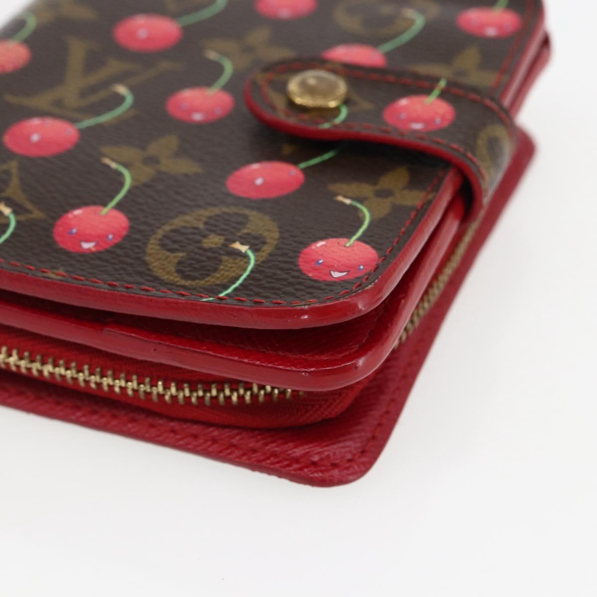 LOUIS VUITTON Monogram Cherry Compact Zip Bifold Wallet M95005 LV Auth 165814V