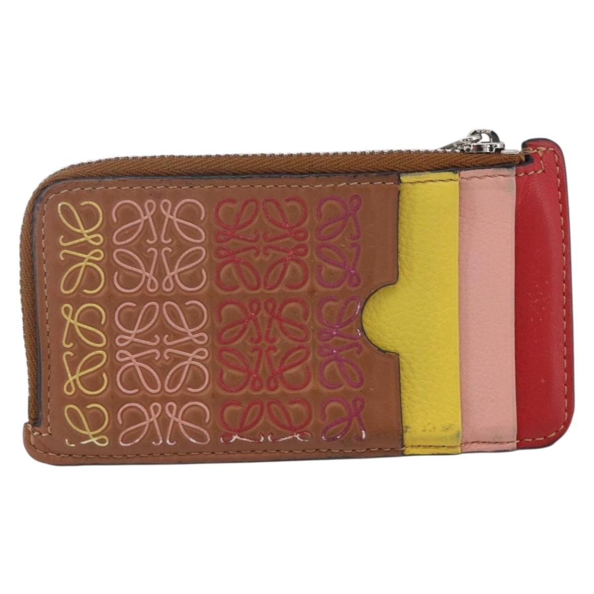 LOEWE Anagram Fragment Case Card Case Leather Multicolor Auth 165822