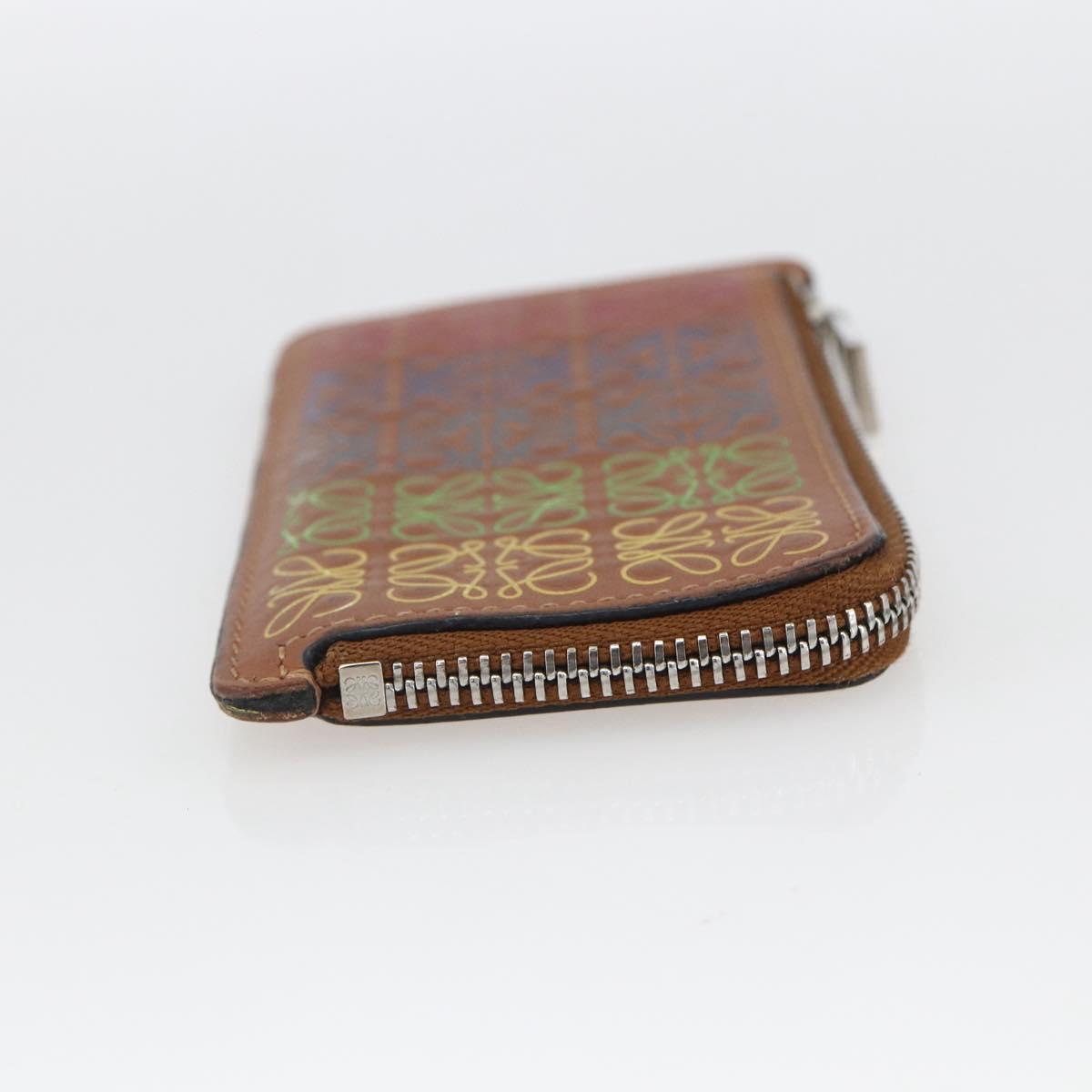 LOEWE Anagram Fragment Case Card Case Leather Multicolor Auth 165822