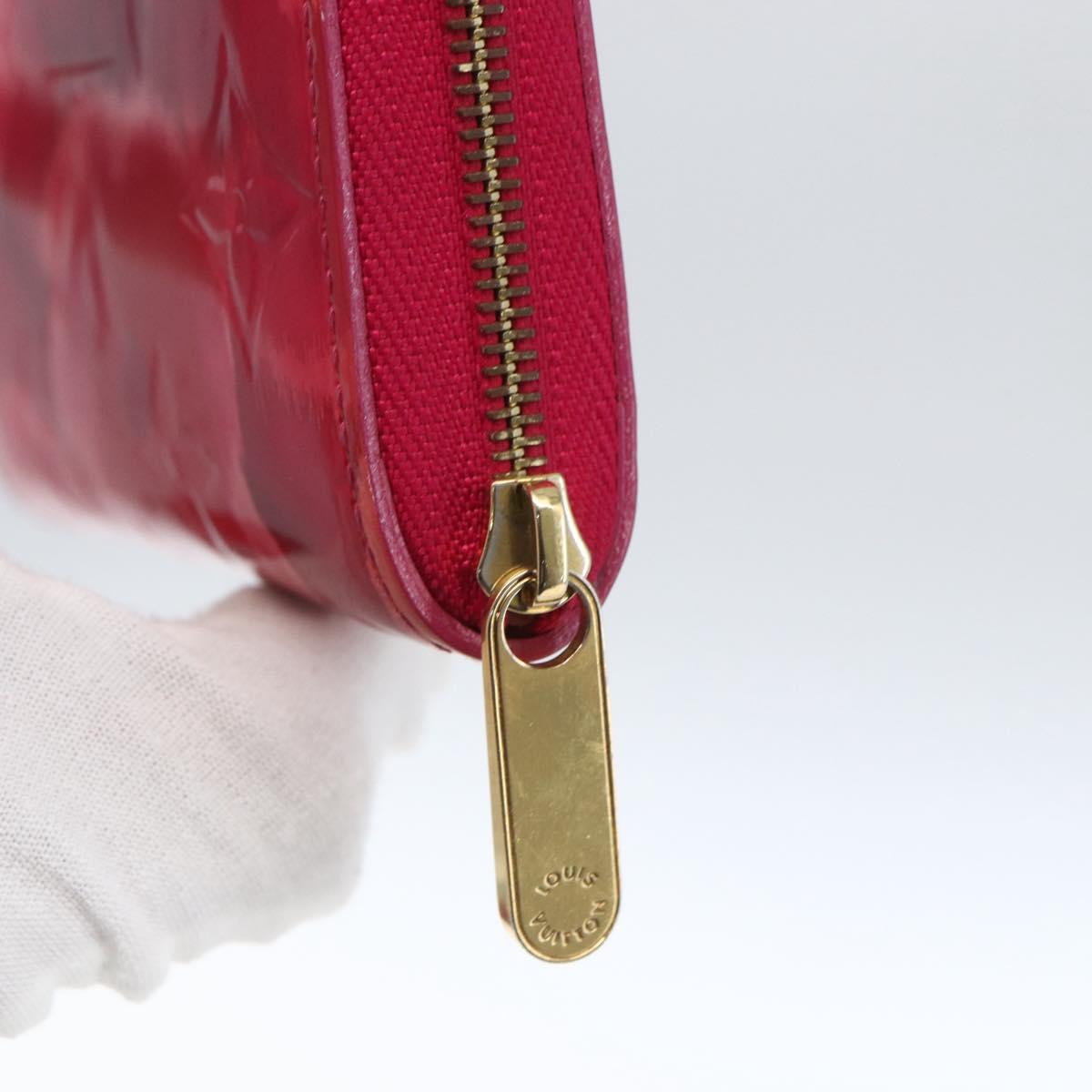 LOUIS VUITTON Vernis Ikat Flower Zippy Coin Purse Rose Andian M90030 Auth 165824