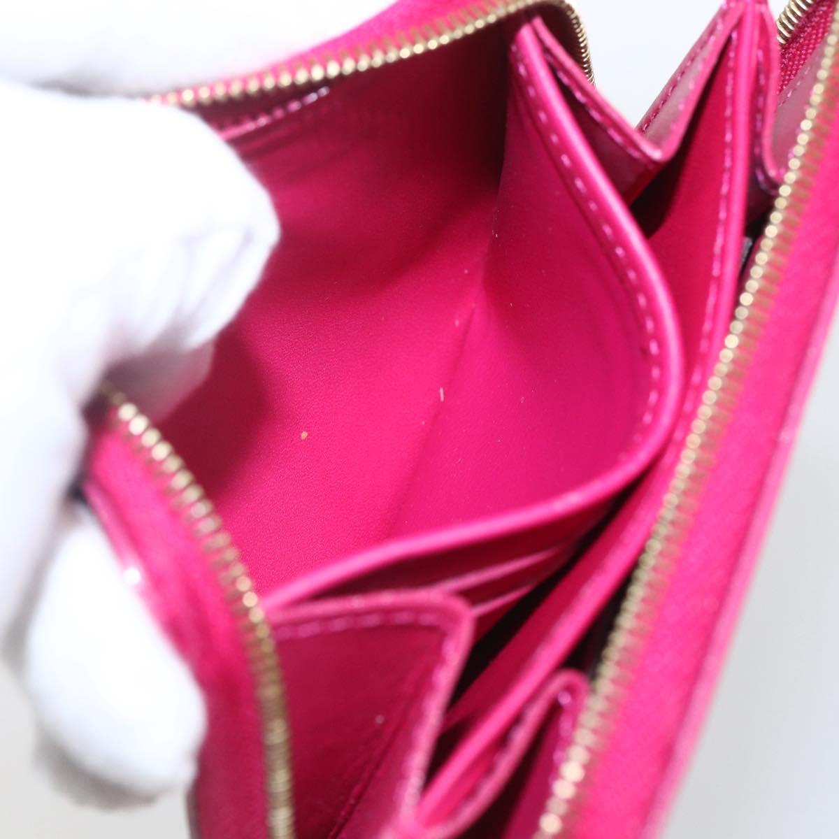 LOUIS VUITTON Vernis Ikat Flower Zippy Coin Purse Rose Andian M90030 Auth 165824