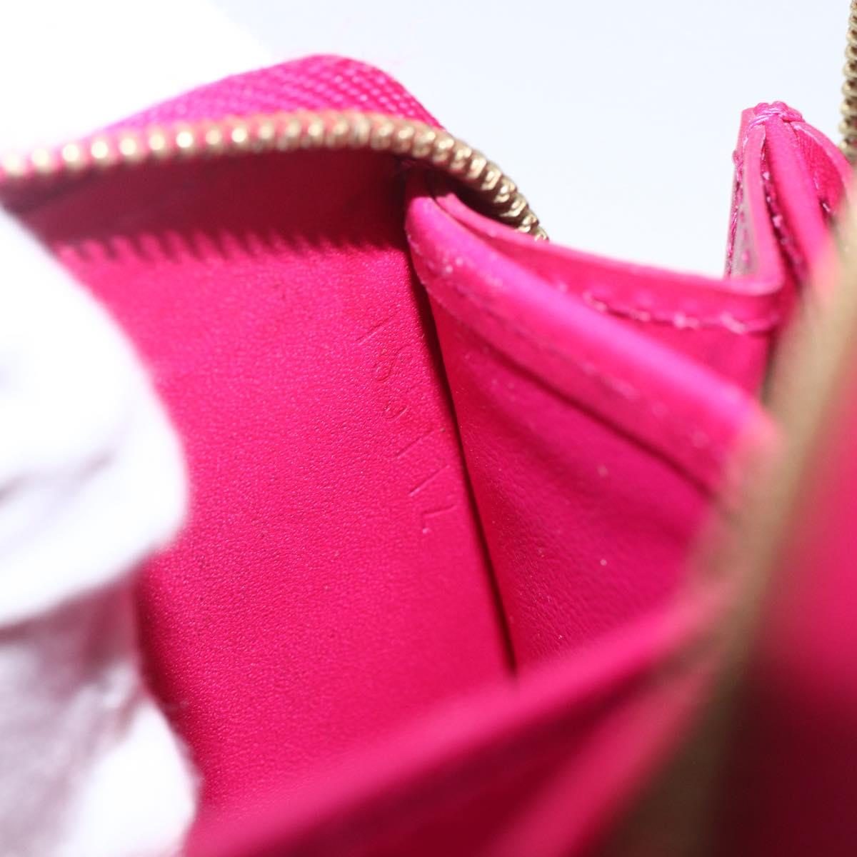 LOUIS VUITTON Vernis Ikat Flower Zippy Coin Purse Rose Andian M90030 Auth 165824