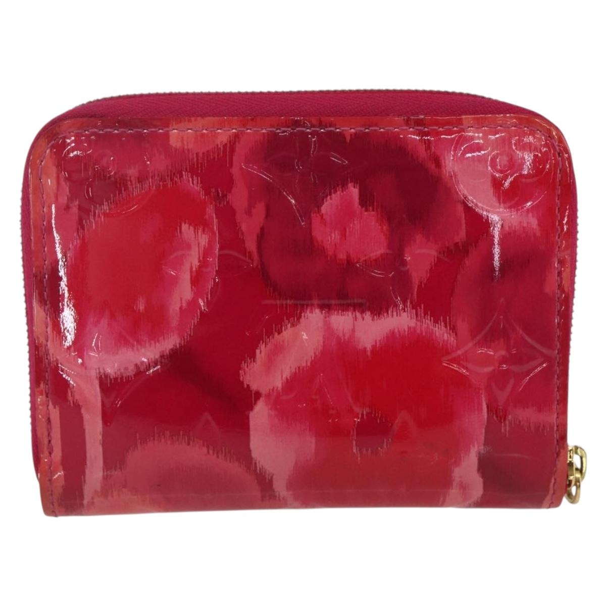LOUIS VUITTON Vernis Ikat Flower Zippy Coin Purse Rose Andian M90030 Auth 165824
