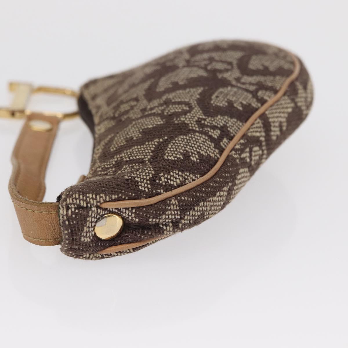 Christian Dior Trotter Canvas Saddle Coin Purse Beige Auth 165825