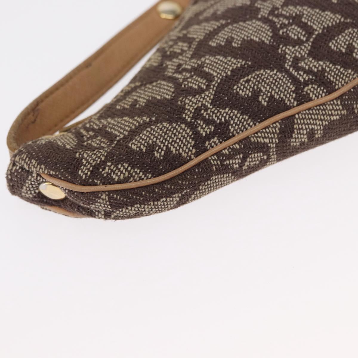 Christian Dior Trotter Canvas Saddle Coin Purse Beige Auth 165825