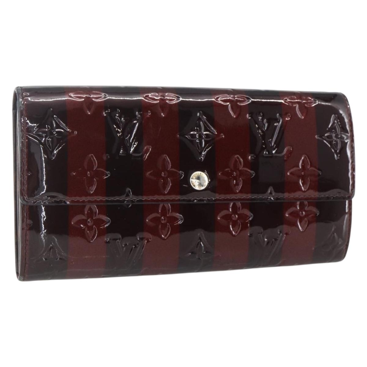 LOUIS VUITTON Monogram Vernis Rayure Zippy Wallet Amarante M91717 LV Auth 165826
