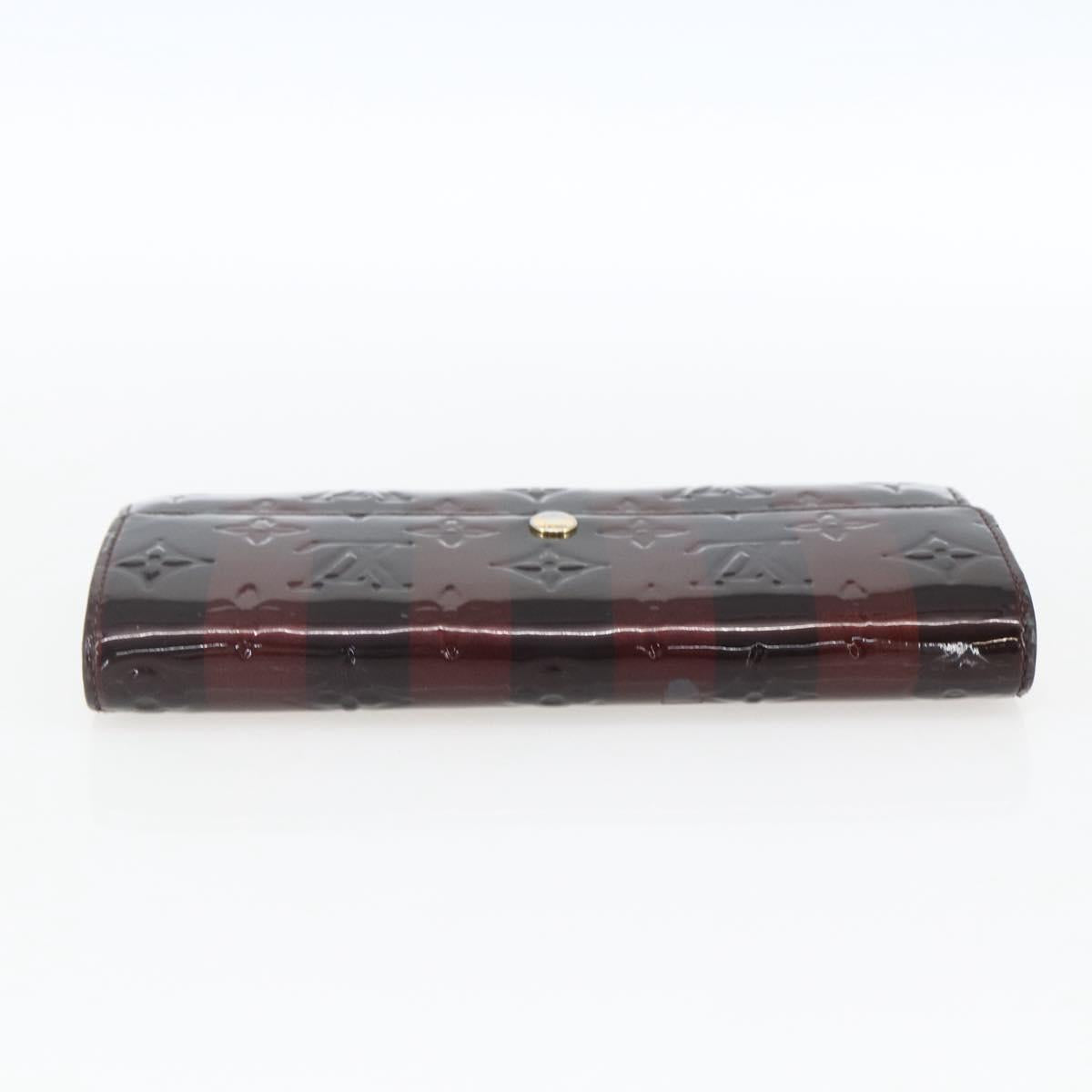 LOUIS VUITTON Monogram Vernis Rayure Zippy Wallet Amarante M91717 LV Auth 165826