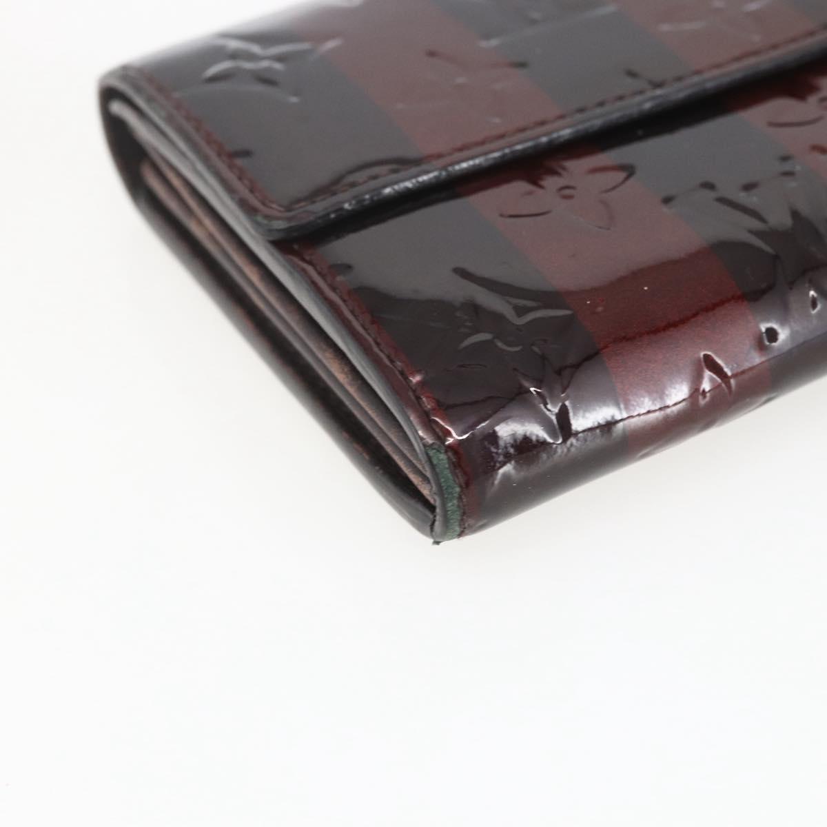 LOUIS VUITTON Monogram Vernis Rayure Zippy Wallet Amarante M91717 LV Auth 165826
