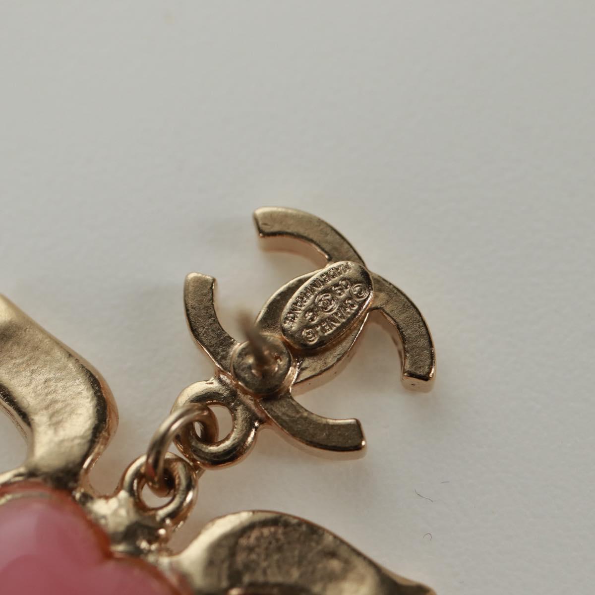 CHANEL COCO Mark Swing Heart Pierce metal Pink CC Auth 165836V
