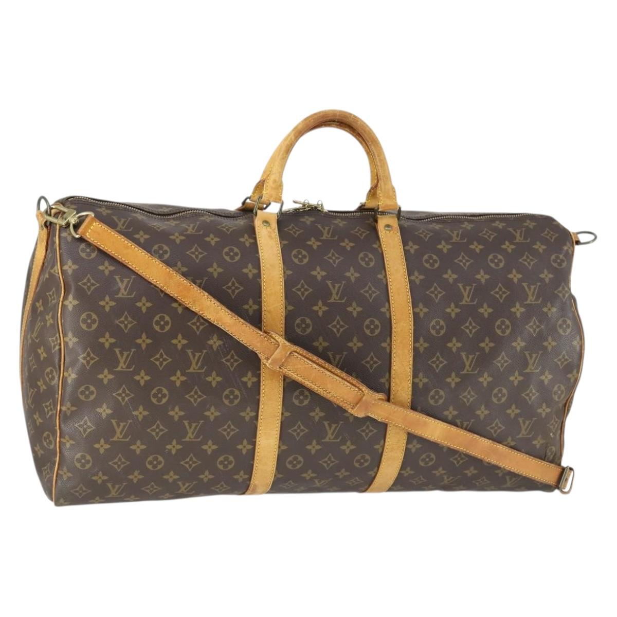 LOUIS VUITTON Monogram Keepall Bandouliere 60 Boston Bag M41412 LV Auth 165850