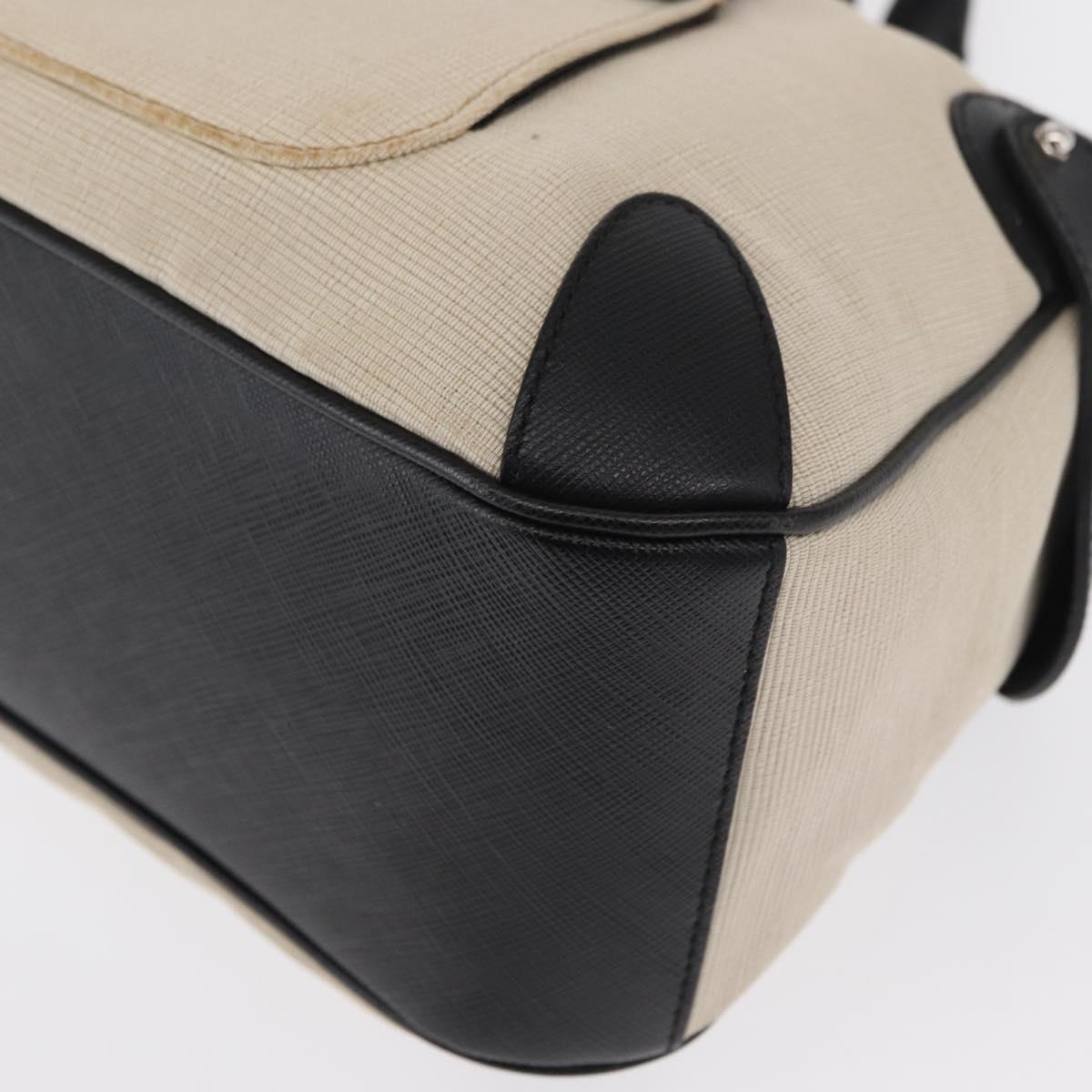Salvatore Ferragamo Gancini Hand Bag Canvas Ivory Silver Auth 165851