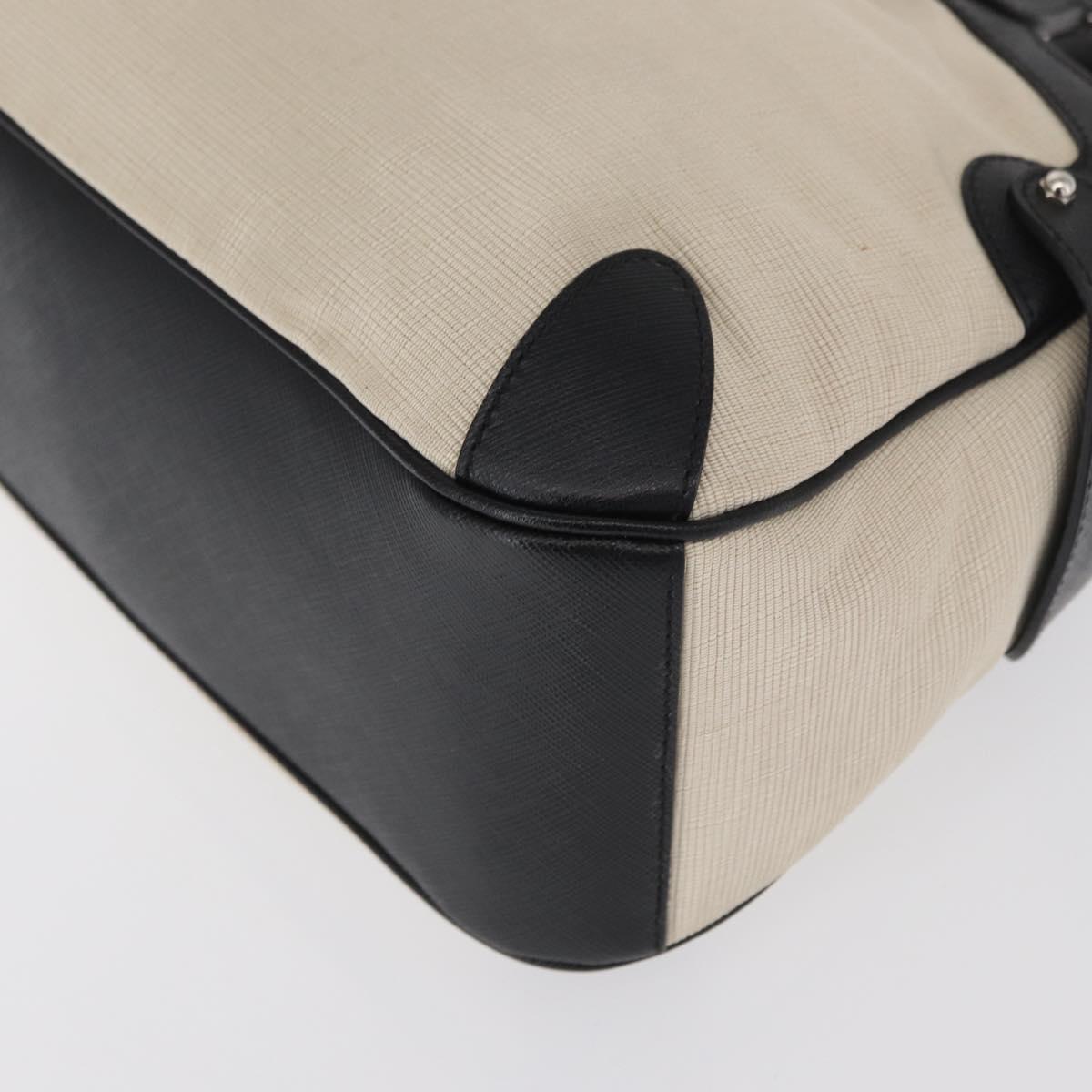 Salvatore Ferragamo Gancini Hand Bag Canvas Ivory Silver Auth 165851