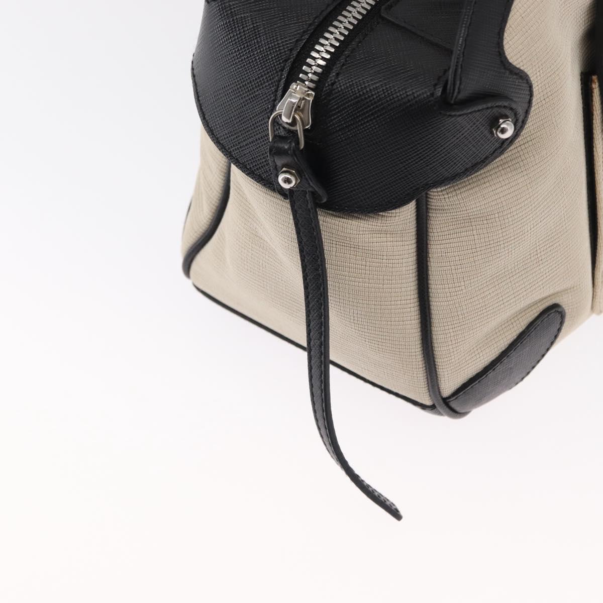Salvatore Ferragamo Gancini Hand Bag Canvas Ivory Silver Auth 165851